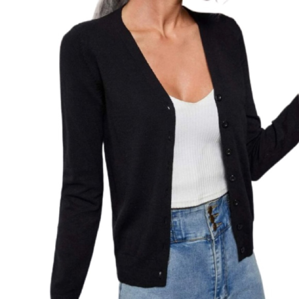 Classic Black Cardigan - New! Size Large - Picture 5 of 7